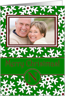 Merry Christmas Photo Card Family Name N, Snow Crystals card