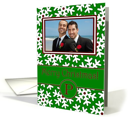 Merry Christmas Photo Card Family Name P, Snow Crystals card (877721)