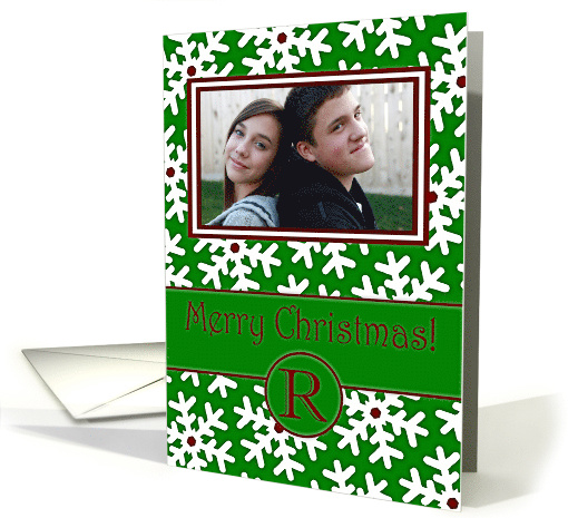 Merry Christmas Photo Card Family Name R, Snow Crystals card (877895)