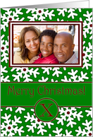 Merry Christmas Photo Card Family Name X, Snow Crystals card