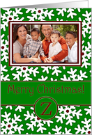 Merry Christmas Photo Card Family Name Z, Snow Crystals card