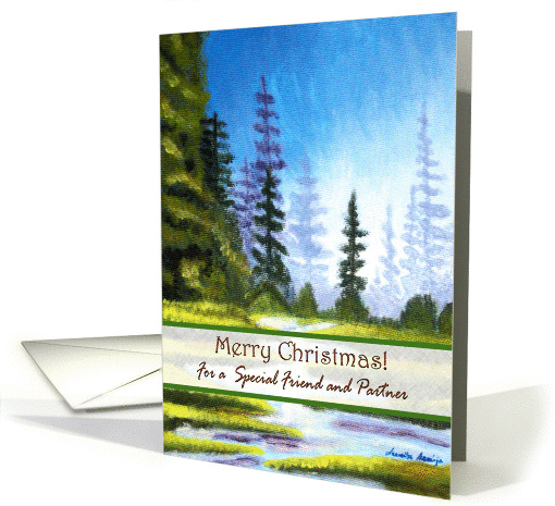 Merry Christmas Friend and Partner, Pine Forest card (879286)