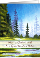Merry Christmas Friend and Partner, Pine Forest card