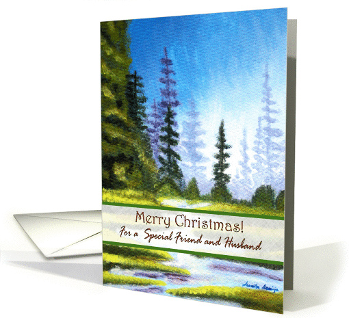 Merry Christmas Friend and Husband, Pine Forest card (879293)