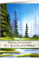 Merry Christmas Friend and Husband, Pine Forest card
