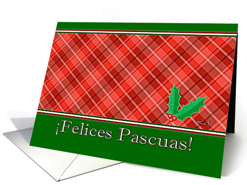 Spanish Felices Pascuas, Red Holly Berries card (882354)