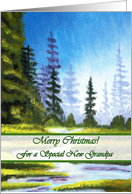 Christmas for New Grandpa, Spruce Forest Painting card