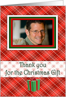 Thank you for Christmas Gift Photo Card, Red Tartan Pattern card