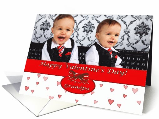 Valentine Photo Card for Grandpa, Hearts and Bow card (896537)