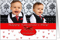 Valentine Photo Card for Grandpa, Hearts and Bow card