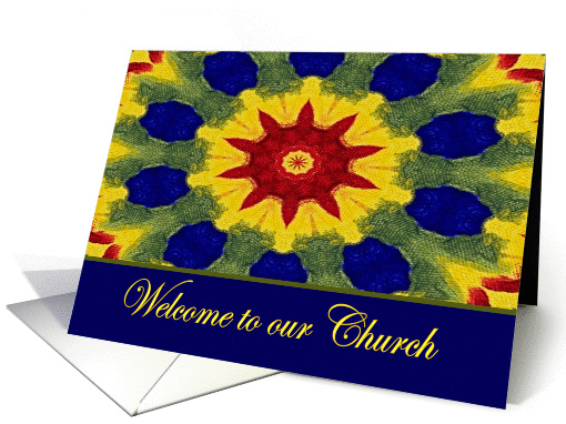 Welcome to our Church, Colorful Rose Window Painting card (911886)