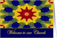Welcome to our Church, Colorful Rose Window Painting card