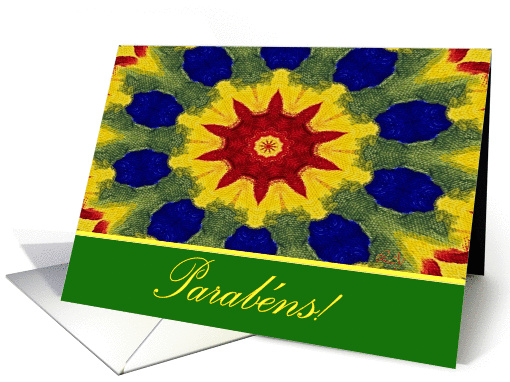Wedding Anniversary Portuguese, Colorful Rose Window Painting card