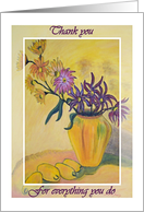 Thank You for Secretaty, Vase Flowers Painting card