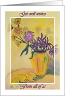 Get Well Wishes from All of Us, Vase Flowers Painting card