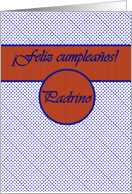 Happy Birthday Spanish Godfather, Blue and Orange card