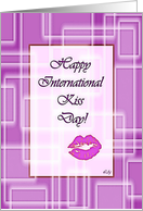 Happy International Kiss Day, Lips Purple Geometric Maze card