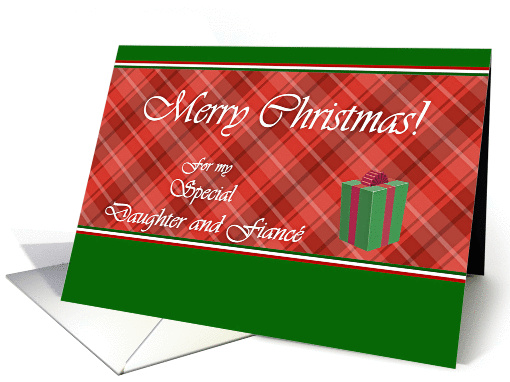 Christmas for Daughter and Fiance, Gift Box and Red Tartan card