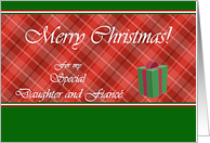 Christmas for Daughter and Fiance, Gift Box and Red Tartan card