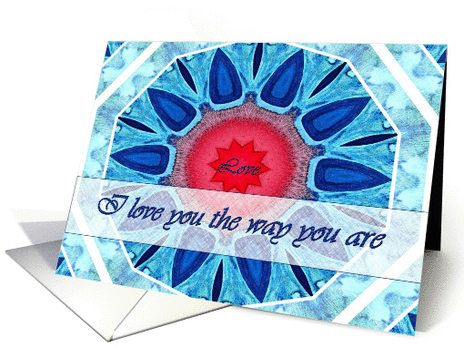 I Love You for Husband, Red and Blue Mandala card (980329)