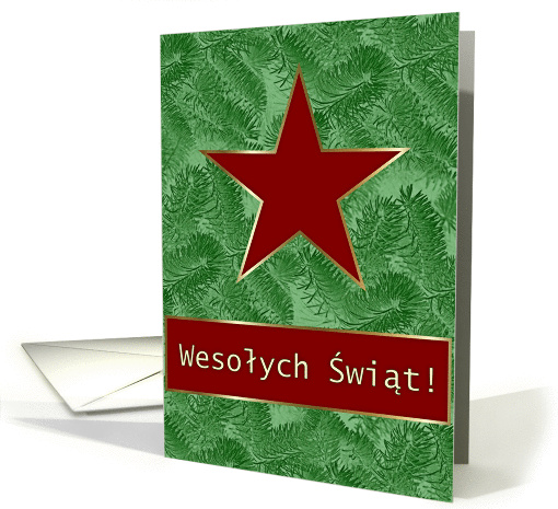 Polish Christmas, Red Star on Spruce Sprigs card (982469)