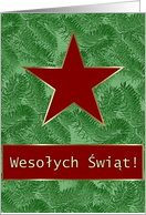 Polish Christmas, Red Star on Spruce Sprigs card