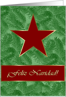 Spanish Christmas, Red Star on Spruce Sprigs card