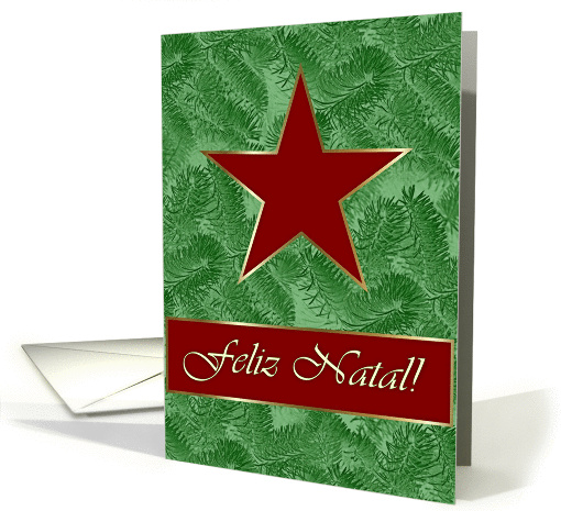 Portuguese Christmas, Red Star on Spruce Sprigs card (982849)