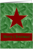 Merry Christmas, Red Star on Spruce Sprigs card