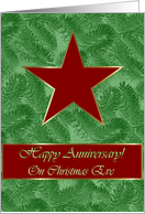 Happy Anniversary on Christmas Eve, Red Star on Spruce Sprigs card