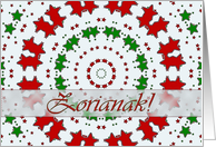 Basque Christmas and New Year, Red and Green Stars Mandala card