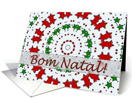 Portuguese Christmas and New Year, Red and Green Stars Mandala card