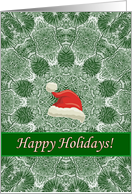 Happy Holidays and Prosperous New Year, Santa Hat on a Spruce Mandala card