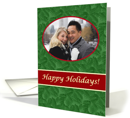 Photo Card Happy Holidays, Spruce and Red Oval card (992225)
