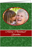 Christmas Photo Card for Grandma, Spruce and Red Oval card