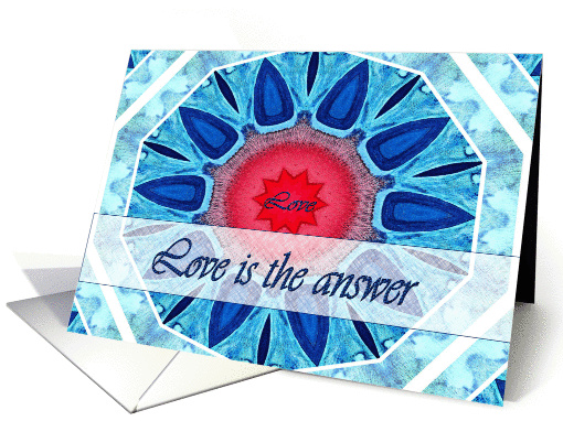 Love is the Answer, Blue Aqua and Red Mandala card (994967)