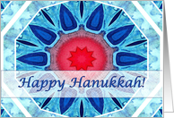 Jewish Happy Hanukkah, Blue Aqua and Red Mandala card