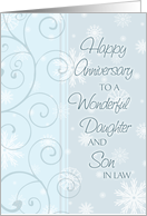 Happy Anniversary Daughter & Son in Law - Blue Snowflakes card