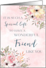 Pink Watercolor Flowers Friend Birthday Card