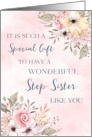 Pink Watercolor Flowers Step Sister Birthday Card