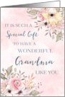 Pink Watercolor Flowers Grandma Birthday Card