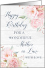 Pink Watercolor Flowers Rustic Wood Mother in Law Birthday Card