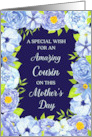 Blue Watercolor Flowers Cousin Mother’s Day Card