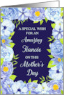 Blue Watercolor Flowers Fiance Mother’s Day Card