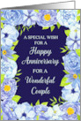 Blue Watercolor Flowers For Couple Anniversary Card