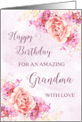Pink Purple Watercolor Flowers Grandma Happy Birthday Card