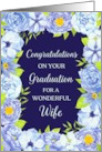 Blue Watercolor Flowers Wife Congratulations on Graduation card
