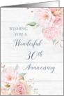 Blush Pink Flowers Happy 30th Wedding Anniversary card