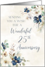 Elegant Blue Floral 25th Wedding Anniversary card