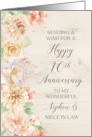 Rustic Pastel Flowers Nephew and Niece in Law Happy 10th Anniversary card
